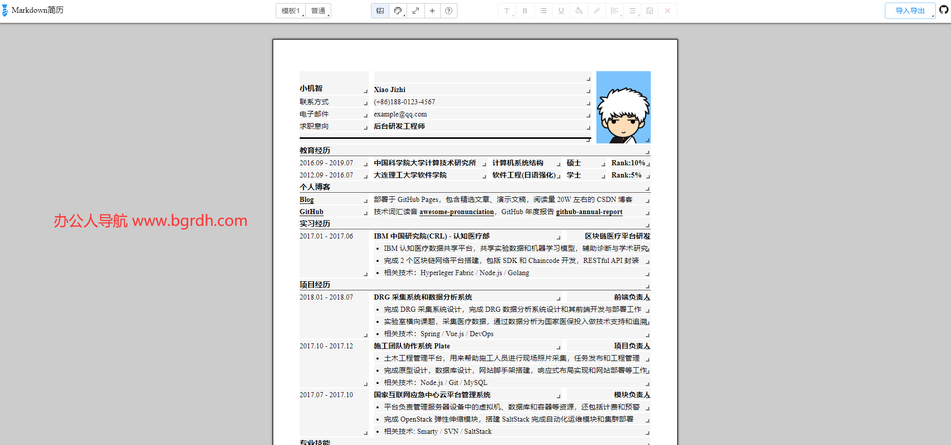 Markdown简历排版插图