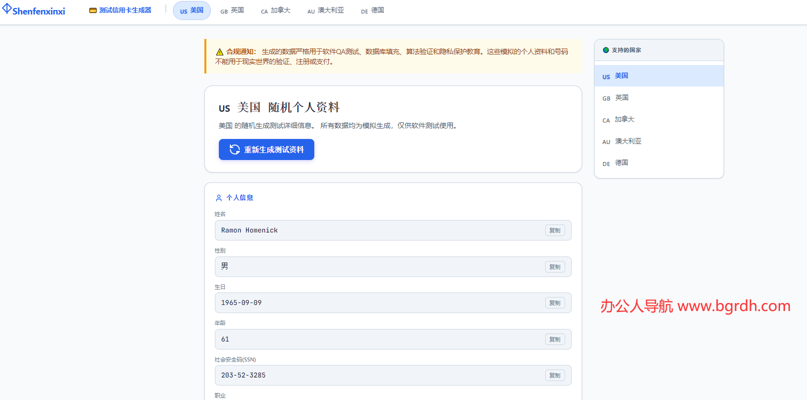 美国身份信息生成器插图